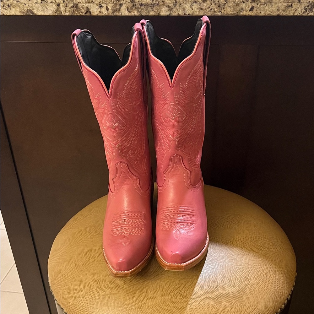 J.B. Dillon Vibrant Pink Cowboy Leather Boots